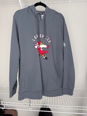 adidas Gray Louisville Cardinal Pullover Hoodie